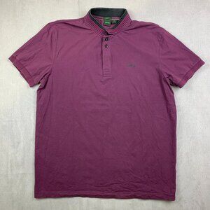 Hugo Boss Mens Shirt 2XL (Fits XL) Purple Polo Regular Fit Stretch Cotton Luxury